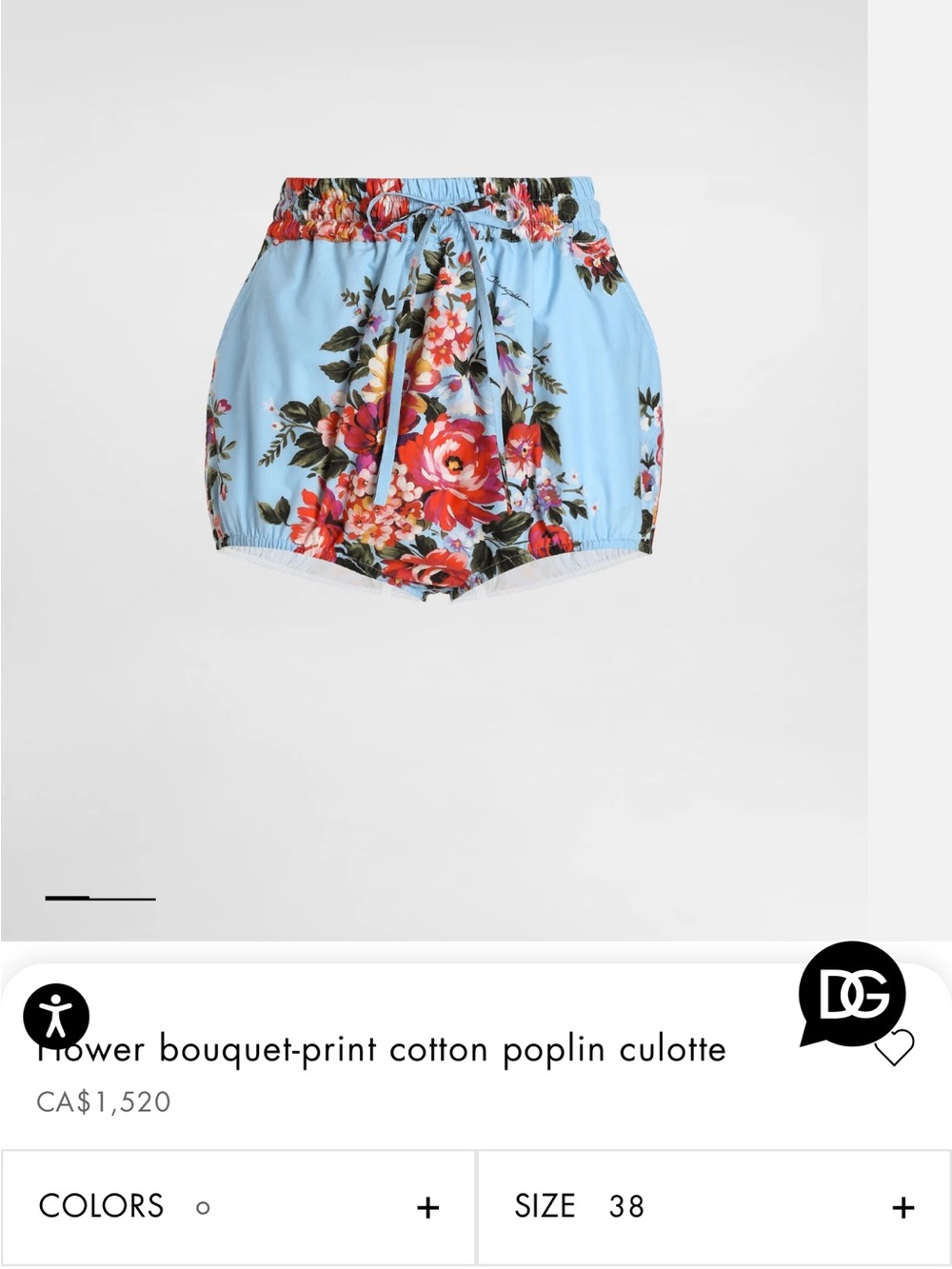 Dolce & Gabbana Light Blue Floral Cotton Poplin Shorts